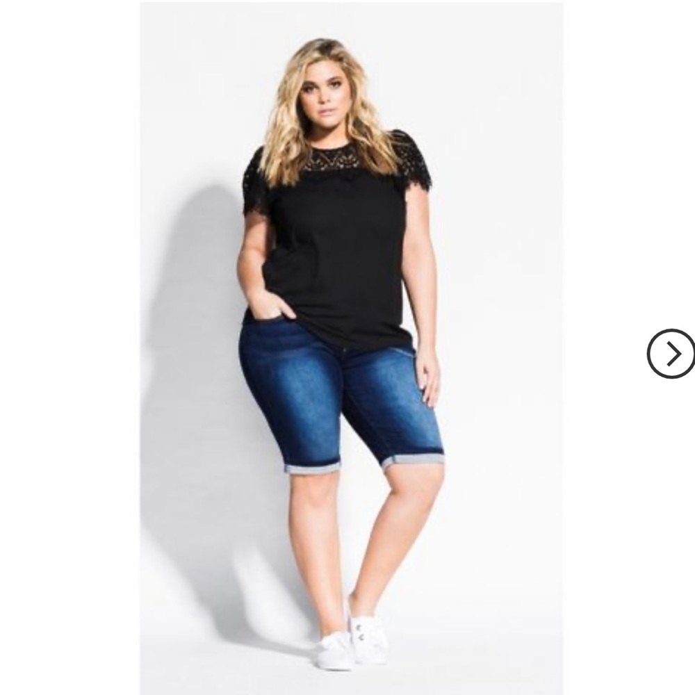 Women's Plus Size Killer Pins Short - Dark Denim | CITY CHIC